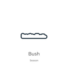 Bush icon. Thin linear bush outline icon isolated on white background from season collection. Line vector sign, symbol for web and mobile
