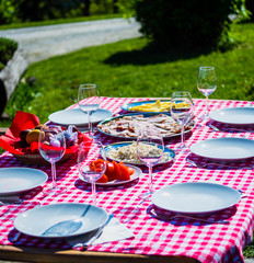 Easter breakfast in the morning outside.