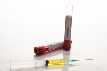 corona virus vaccine with blood sample