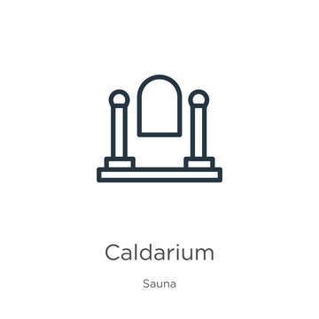Caldarium icon. Thin linear caldarium outline icon isolated on white background from sauna collection. Line vector sign, symbol for web and mobile