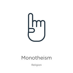 Monotheism icon. Thin linear monotheism outline icon isolated on white background from religion collection. Line vector sign, symbol for web and mobile
