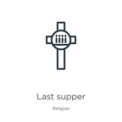 Last supper icon. Thin linear last supper outline icon isolated on white background from religion collection. Line vector sign, symbol for web and mobile