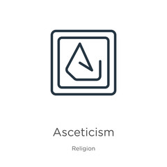 Asceticism icon. Thin linear asceticism outline icon isolated on white background from religion collection. Line vector sign, symbol for web and mobile