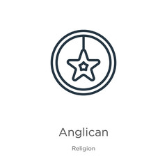 Anglican icon. Thin linear anglican outline icon isolated on white background from religion collection. Line vector sign, symbol for web and mobile