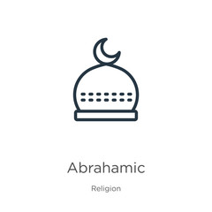 Abrahamic icon. Thin linear abrahamic outline icon isolated on white background from religion collection. Line vector sign, symbol for web and mobile
