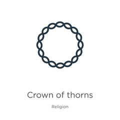 Crown of thorns icon. Thin linear crown of thorns outline icon isolated on white background from religion collection. Line vector sign, symbol for web and mobile