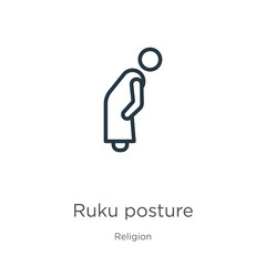 Fototapeta premium Ruku posture icon. Thin linear ruku posture outline icon isolated on white background from religion collection. Line vector sign, symbol for web and mobile