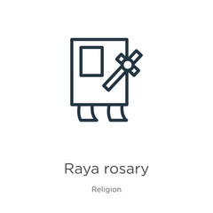 Raya rosary icon. Thin linear raya rosary outline icon isolated on white background from religion collection. Line vector sign, symbol for web and mobile