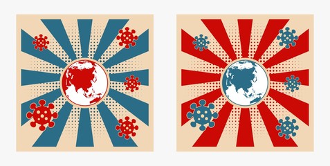 Corona Virus Attack Poster Design Vintage Style Illustration