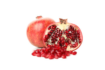 Pomegranate isolated on white background. Juicy fruit