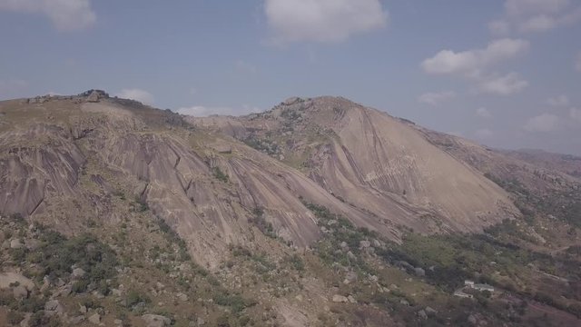 Aerial view of  the second-largest monolith in the world called Sibebe Rock, Eswatini