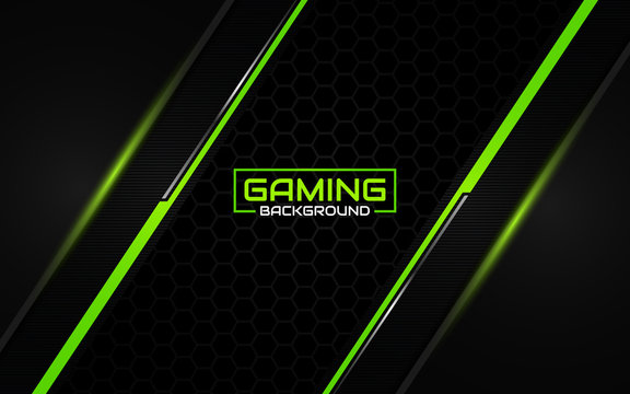 Abstract futuristic black and green gaming background with modern esport shapes. Vector design template technology concept can use element game banner, sport poster, cyber wallpaper, web, advertising