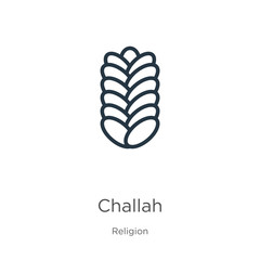 Challah icon. Thin linear challah outline icon isolated on white background from religion collection. Line vector sign, symbol for web and mobile