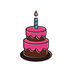 birthday cake icon in trendy flat design