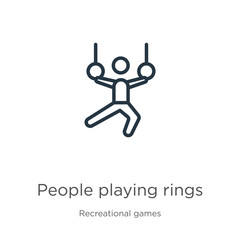 People playing rings icon. Thin linear people playing rings outline icon isolated on white background from recreational games collection. Line vector sign, symbol for web and mobile