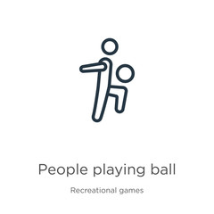 People playing ball icon. Thin linear people playing ball outline icon isolated on white background from recreational games collection. Line vector sign, symbol for web and mobile