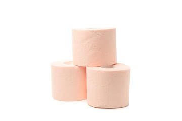 Group of toilet paper isolated on white background