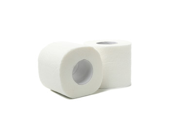 Rolls of toilet paper isolated on white background