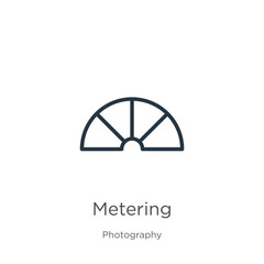 Metering icon. Thin linear metering outline icon isolated on white background from photography collection. Line vector sign, symbol for web and mobile