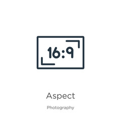Aspect icon. Thin linear aspect outline icon isolated on white background from photography collection. Line vector sign, symbol for web and mobile