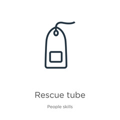 Rescue tube icon. Thin linear rescue tube outline icon isolated on white background from people skills collection. Line vector sign, symbol for web and mobile