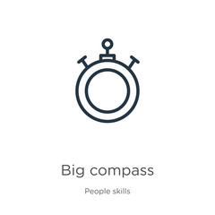 Big compass icon. Thin linear big compass outline icon isolated on white background from people skills collection. Line vector sign, symbol for web and mobile