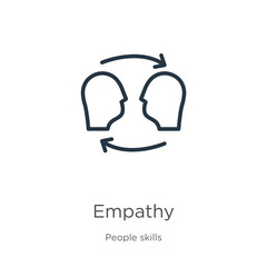 Empathy icon. Thin linear empathy outline icon isolated on white background from people skills collection. Line vector sign, symbol for web and mobile