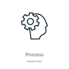 Process icon. Thin linear process outline icon isolated on white background from people skills collection. Line vector sign, symbol for web and mobile