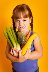 Little Girl Disgusted by Vegetables, Healthy Eating, Food, Nutrition