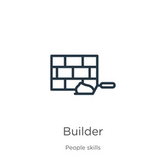 Fototapeta premium Builder icon. Thin linear builder outline icon isolated on white background from people skills collection. Line vector sign, symbol for web and mobile