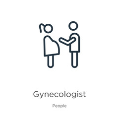 Fototapeta premium Gynecologist icon. Thin linear gynecologist outline icon isolated on white background from people collection. Line vector sign, symbol for web and mobile
