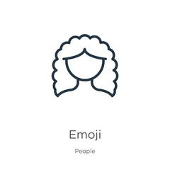 Emoji icon. Thin linear emoji outline icon isolated on white background from people collection. Line vector sign, symbol for web and mobile