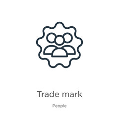 Trade mark icon. Thin linear trade mark outline icon isolated on white background from people collection. Line vector sign, symbol for web and mobile
