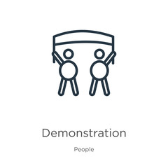 Demonstration icon. Thin linear demonstration outline icon isolated on white background from people collection. Line vector sign, symbol for web and mobile