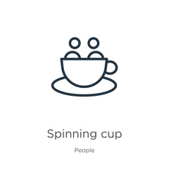 Spinning cup icon. Thin linear spinning cup outline icon isolated on white background from people collection. Line vector sign, symbol for web and mobile