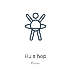 Hula hop icon. Thin linear hula hop outline icon isolated on white background from people collection. Line vector sign, symbol for web and mobile