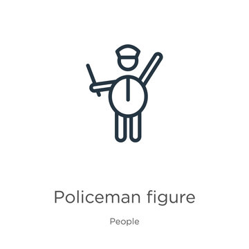 Policeman figure icon. Thin linear policeman figure outline icon isolated on white background from people collection. Line vector sign, symbol for web and mobile