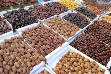 date fruit display for sale at local market in bangladesh 