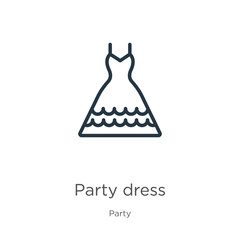 Fototapeta premium Party dress icon. Thin linear party dress outline icon isolated on white background from party collection. Line vector sign, symbol for web and mobile