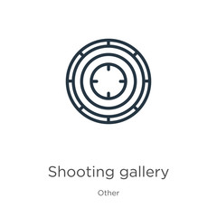 Shooting gallery icon. Thin linear shooting gallery outline icon isolated on white background from other collection. Line vector sign, symbol for web and mobile