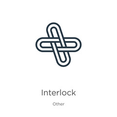 Interlock icon. Thin linear interlock outline icon isolated on white background from other collection. Line vector sign, symbol for web and mobile
