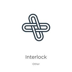 Interlock icon. Thin linear interlock outline icon isolated on white background from other collection. Line vector sign, symbol for web and mobile