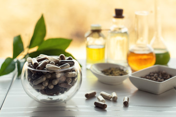 Capsules with dietary supplements and ingredients