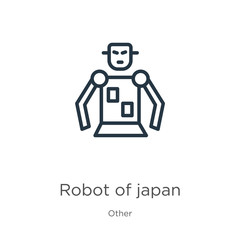 Robot of japan icon. Thin linear robot of japan outline icon isolated on white background from other collection. Line vector sign, symbol for web and mobile
