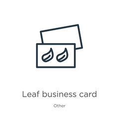 Green leaf business card icon. Thin linear green leaf business card outline icon isolated on white background from other collection. Line vector sign, symbol for web and mobile