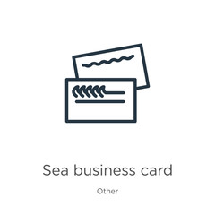 Sea business card icon. Thin linear sea business card outline icon isolated on white background from other collection. Line vector sign, symbol for web and mobile