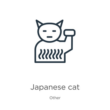 Japanese cat icon. Thin linear japanese cat outline icon isolated on white background from other collection. Line vector sign, symbol for web and mobile