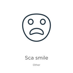 Scared smile icon. Thin linear scared smile outline icon isolated on white background from other collection. Line vector sign, symbol for web and mobile