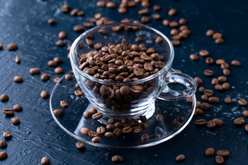 hole coffee beans in a cup