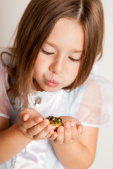 Princess Girl Kissing a Frog, Fairy Tale Magic